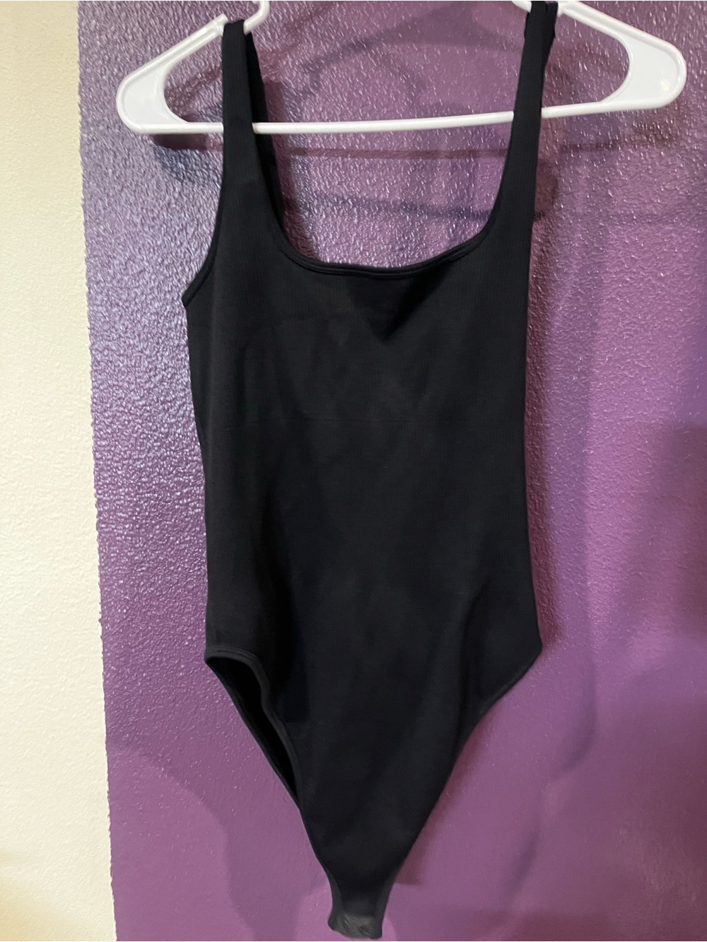Women’s Black Ribbed Scoop Neck Bodysuit